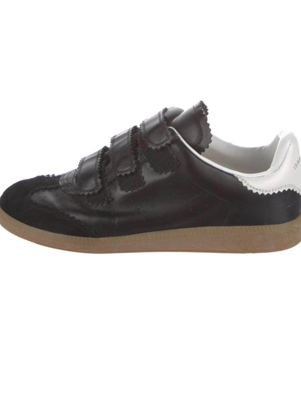 Isabel Marant Black Leather Velcro BETH Sneakers with Gum Sole - Picture 3 of 4
